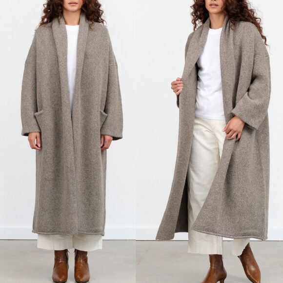 Lauren Manoogian Sweaters - Lauren Manoogian Cardigan Long Shawl Alpaca Duster Cardigan Gray O/S